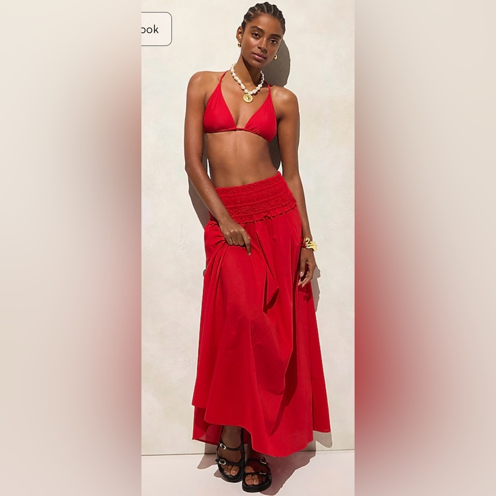 J. Crew Red Strapless Midi Dress - Picture 2 of 8
